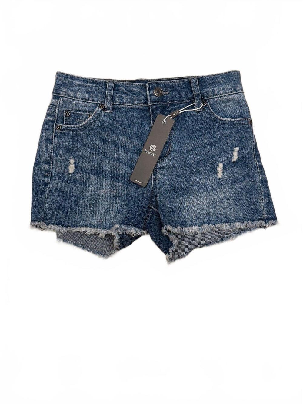 Tractr Girls Distressed Frayed Hem Stretch Denim Cutoff Shorts Blue Size 8 New!